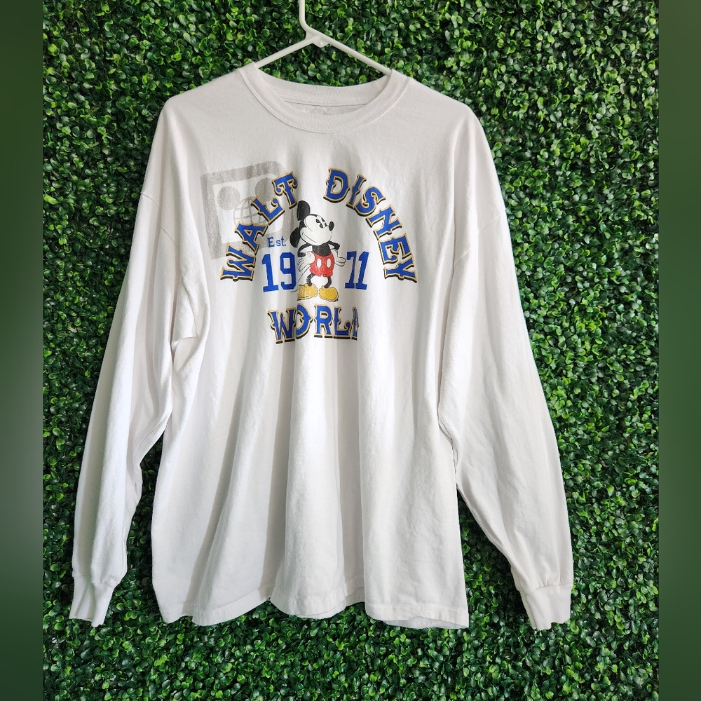 Disneyland What DisneyWorld Men's White  Long Sleeve Shirts Size 2XL